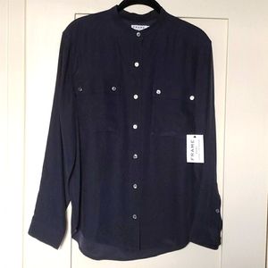 Frame Women's Navy Silk Blouse